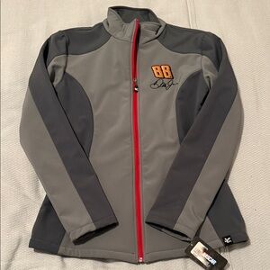 Gray and Black Dale Earnhardt Jr #88 softshell Zip-Up Jacket with Red Accents